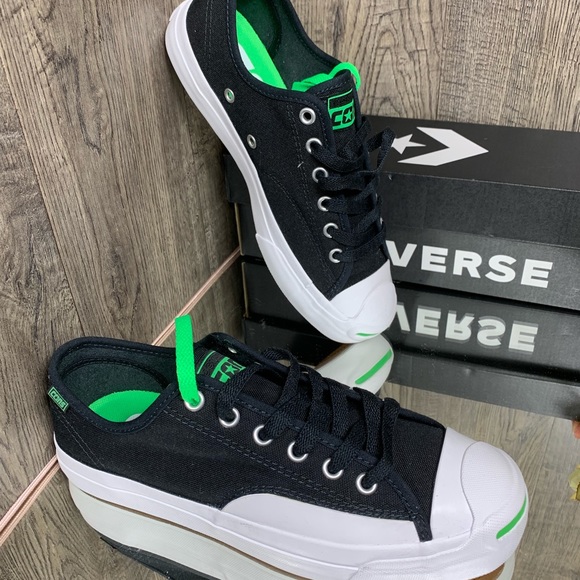 🛍 CONVERSE JR PRO OP OX BLACK black/acid green/w - Picture 2 of 8